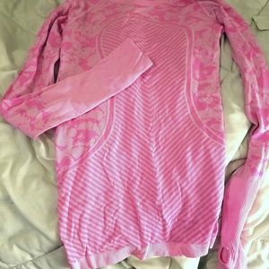 Pink Long-Sleeved Lululemon Exercise Shirt